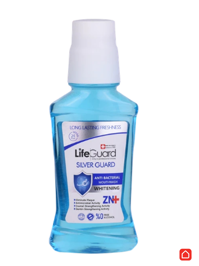 دهانشویه بزرگسال سفیدکننده (Silver Guard) برند لایف گارد با حجم 270 میلی لیتر